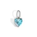 Silver titanium heart pendant with light blue zircon and three-prong setting - 1 Piece / March Light Blue - Silver