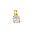 18k gold plated stainless steel pendant with round clear birthstone and four-prong setting - April White - Gold