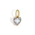 Golden heart-shaped pendant featuring a sparkling zircon stone with a polished metal finish - 1 Piece / April White - Gold
