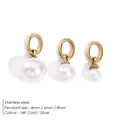 Three sizes of 4mm 6mm 8mm pearl pendants with gold stainless steel loops for DIY jewelry - 1 Piece / Gold
