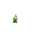 Square emerald green zircon pendant with 18K gold plated four-claw setting - May Birthstone (Gold Base)