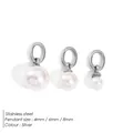 Detailed comparison of 4mm, 6mm, and 8mm freshwater pearl charms with steel hooks - 1 Piece / Silver