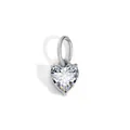 Silver heart-shaped stainless steel pendant with zircon for DIY jewelry making - 1 Piece / April White - Silver