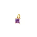 Square purple birthstone pendant with gold plated stainless steel prong setting - June Birthstone (Gold Base)