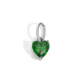 Polished silver heart pendant featuring a vibrant emerald green zircon gemstone inlay - 1 Piece / May Green - Silver