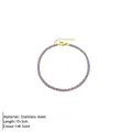 Bracciale tennis con zirconi viola in acciaio inossidabile placcato oro 14K regolabile - Oro - Giugno Porpora
