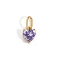 Elegant gold heart pendant with purple zircon gemstone inlay for DIY necklace - 1 Piece / June Purple - Gold
