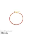 Bracciale tennis in acciaio inossidabile dorato 14K con zirconi rosa scintillanti - Oro - Luglio Rosa Rosso