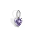 Silver stainless steel pendant with heart-shaped purple zircon and secure bail attachment - 1 Piece / June Purple - Silver