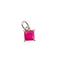 Square rose red zircon pendant with silver four-prong setting for DIY jewelry - July Birthstone (Silver Base)