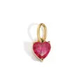 Pink heart-shaped zircon pendant with a polished gold finish setting for jewelry DIY - 1 Piece / July Rose Red - Gold
