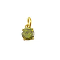 18k gold plated stainless steel pendant with olive green round cut birthstone - August Light Green (Peridot Color) / Gold