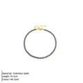 Bracciale tennis in acciaio inossidabile placcato oro 14K con zirconi blu tondi - Oro - Settembre Blu Reale