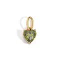 Golden titanium heart pendant with olive green zircon gemstone and claw setting - 1 Piece / August Light Green - Gold