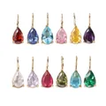 Set di 12 ciondoli a goccia in zirconia colorata con montatura in acciaio placcato oro 14K - 6*8mm / Multicolore (Set da 12) / Oro