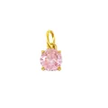 Minimalist 18k gold plated stainless steel pendant with round pink birthstone charm - October Pink / Gold