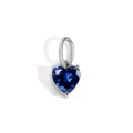 Titanium steel heart pendant with faceted navy blue zircon and polished silver bail - 1 Piece / September Royal Blue - Silver