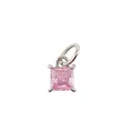 Elegant princess cut pink cubic zirconia pendant with silver-plated four-prong setting - October Birthstone (Silver Base)