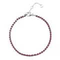 Klassisches Silber-Tennisarmband mit funkelnden tiefvioletten Zirkoniasteinen und Verschluss - Silber - Oktober Rosa