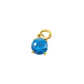 Blue zircon pendant with 18K gold-plated four-prong setting and round bail for jewelry - December Lake Blue (Blue Topaz/Zircon Color) / Gold