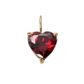 Deep red heart-shaped crystal pendant with gold-plated three-prong setting - 5x5mm / January Red - Gold