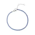 Schmales Edelstahl Tennisarmband mit leuchtend blauen Zirkonia Steinen im Rundschliff - Silber - März Hellblau