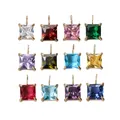 Square colorful crystal pendants set in gold claw settings for necklaces or bracelets - Multi-color Combination / 5x5mm / Gold