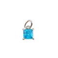 Princess cut bright blue gemstone pendant in minimalist silver titanium steel setting - December Birthstone (Silver Base)