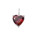Dark red heart crystal pendant with stainless steel setting for birthday necklace - 5x5mm / January Red - Silver