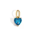 Blue heart zircon pendant in gold plating with a three-prong setting for women - 1 Piece / December Lake Blue - Gold