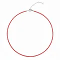Collier rivière en acier inoxydable argenté avec zircons cubiques rouge rubis - Argent - Janvier Rouge