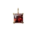 Elegant square ruby pendant with four-prong setting in gold-plated stainless steel - 5x5mm / Gold-January Red