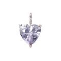 Light purple heart crystal pendant with silver stainless steel setting for jewelry making - 5x5mm / February Violet - Silver