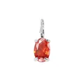 Elegante ciondolo con gemma arancione ovale e chiusura argentata con castone a quattro griffe - 4*6mm / Gennaio Rosso - Argento