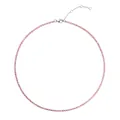 Collier tennis en cristal rose argenté avec chaîne d'extension réglable - Argent-Juillet Rouge Rose
