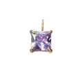 Square purple gemstone pendant with gold-plated four-claw setting for necklace - 5x5mm / Gold - February Violet