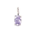 Pendente con pietra preziosa lavanda ovale con montatura in argento a quattro griffe - 4*6mm / Febbraio Violetto - Argento