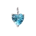 Light blue heart-shaped crystal pendant with silver three-prong stainless steel setting - March Light Blue - Silver