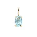 Squisito ciondolo con gemma ovale blu chiaro con gancio a S placcato oro 18K e griffe - Marzo Blu Chiaro - Oro