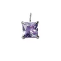 Square purple gemstone pendant in silver-tone four-prong setting for necklaces - 5x5mm / Silver-Feb Violet