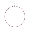 Collier tennis en acier inoxydable argenté avec zircons roses et une chaîne d'extension - Argent - Octobre Rose