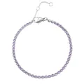 Bracciale tennis argento con zirconi viola quadrati, chiusura a moschettone e catena - Argento-Febbraio Viola Profondo