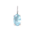 Squisito ciondolo con gemma ovale blu chiaro con castone a quattro griffe in argento per DIY - Marzo Blu Chiaro - Argento