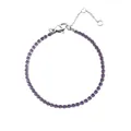 Elegantes silbernes Tennisarmband mit runden lila Zirkonia und verstellbarer Kette - Silber-Juni Hellviolett