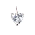 Polished stainless steel heart crystal pendant with clear cubic zirconia stone - April White - Silver