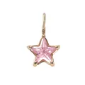 Star pendant in gold finish with a sparkling pink multifaceted crystal center - October Pink Star - Gold Style (YPS3015)