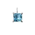 Princess cut sky blue gemstone square pendant in polished white gold claw setting - 5x5mm / Steel - March Light Blue