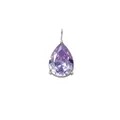 14K gold plated stainless steel teardrop pendant with pear-cut purple gemstone - February Violet-Silver Color