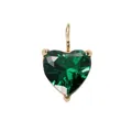 Deep green heart-shaped crystal pendant with gold-plated stainless steel setting - May Green - Gold