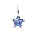 Pentagram pendant in silver stainless steel with dark blue multi-faceted crystal stone - September Royal Blue Star - Steel Style (YPS3015)